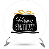 Aperturee - Black Gift Morden Simple Round Birthday Backdrop